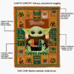 personalized miami hurricanes baby yoda orange blanket new arrival