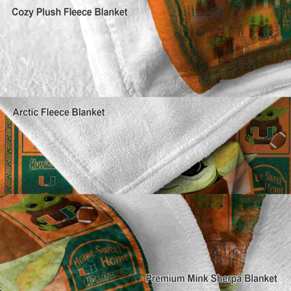 personalized miami hurricanes baby yoda orange blanket premium grade