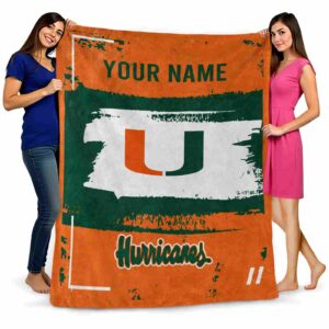 personalized miami hurricanes paint strokes orange white blanket fashion forward