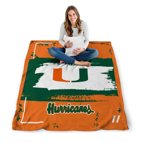 personalized miami hurricanes paint strokes orange white blanket high quality