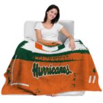 personalized miami hurricanes paint strokes orange white blanket latest model