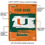 personalized miami hurricanes paint strokes orange white blanket new arrival