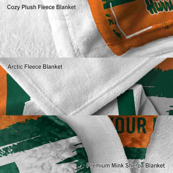 personalized miami hurricanes paint strokes orange white blanket premium grade