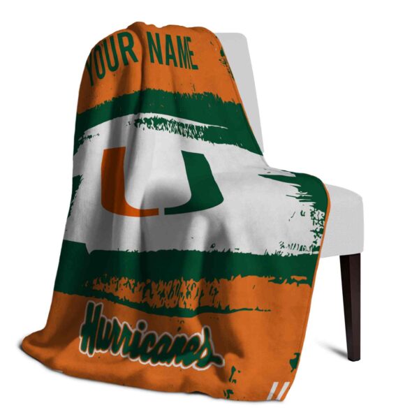 personalized miami hurricanes paint strokes orange white blanket top rated