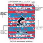 personalized miami marlins floral stripes blue white blanket new arrival