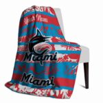 personalized miami marlins floral stripes blue white blanket top rated
