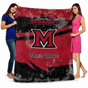 personalized miami redhawks grunge streaks red blanket fashion forward