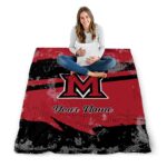 personalized miami redhawks grunge streaks red blanket best selling