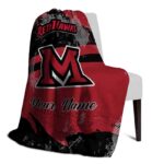 personalized miami redhawks grunge streaks red blanket best selling
