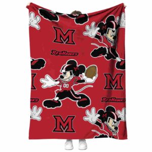 personalized miami redhawks mickey red blanket best selling