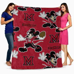 personalized miami redhawks mickey red blanket fashion forward