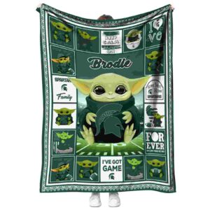 personalized michigan state spartans baby yoda green blanket best selling