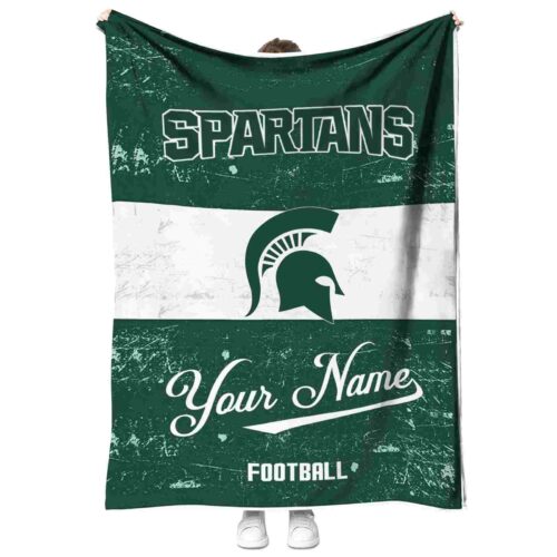 personalized michigan state spartans grunge texture green white blanket best selling