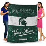 personalized michigan state spartans grunge texture green white blanket best selling