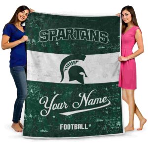 personalized michigan state spartans grunge texture green white blanket fashion forward
