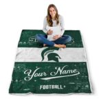personalized michigan state spartans grunge texture green white blanket best selling