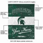 personalized michigan state spartans grunge texture green white blanket best selling