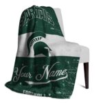 personalized michigan state spartans grunge texture green white blanket best selling