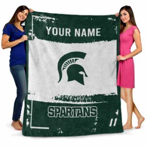 personalized michigan state spartans paint strokes green white blanket fashion forward
