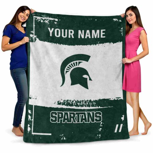 personalized michigan state spartans paint strokes green white blanket fashion forward