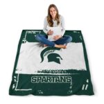 personalized michigan state spartans paint strokes green white blanket best selling