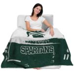 personalized michigan state spartans paint strokes green white blanket best selling