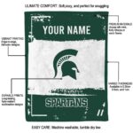 personalized michigan state spartans paint strokes green white blanket best selling