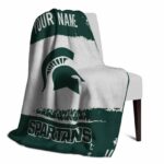 personalized michigan state spartans paint strokes green white blanket best selling