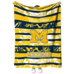 personalized michigan wolverines floral stripes blue white blanket best selling