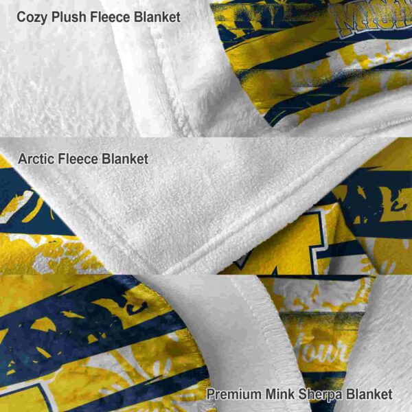 personalized michigan wolverines floral stripes blue white blanket premium grade