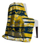 personalized michigan wolverines floral stripes blue white blanket top rated
