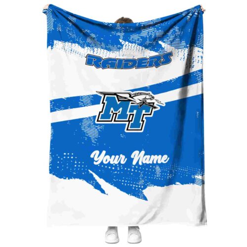 personalized middle tennessee blue raiders grunge streaks blue blanket best selling