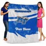 personalized middle tennessee blue raiders grunge streaks blue blanket best selling