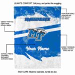 personalized middle tennessee blue raiders grunge streaks blue blanket best selling