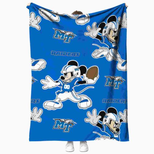 personalized middle tennessee blue raiders mickey blue blanket best selling