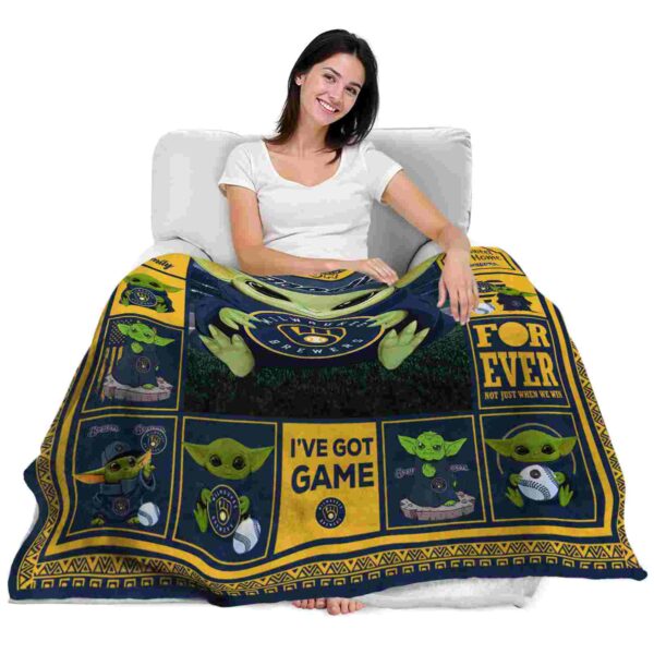 personalized milwaukee brewers baby yoda navy blue blanket latest model