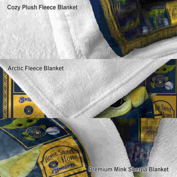 personalized milwaukee brewers baby yoda navy blue blanket premium grade