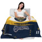 personalized milwaukee brewers paint strokes navy blue white blanket latest model