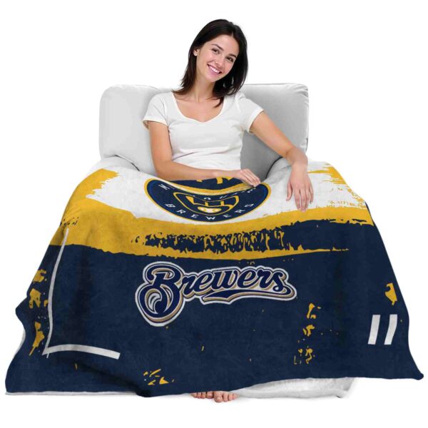 personalized milwaukee brewers paint strokes navy blue white blanket latest model