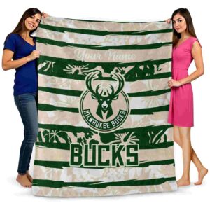 personalized milwaukee bucks floral stripes green white blanket fashion forward