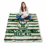 personalized milwaukee bucks floral stripes green white blanket high quality