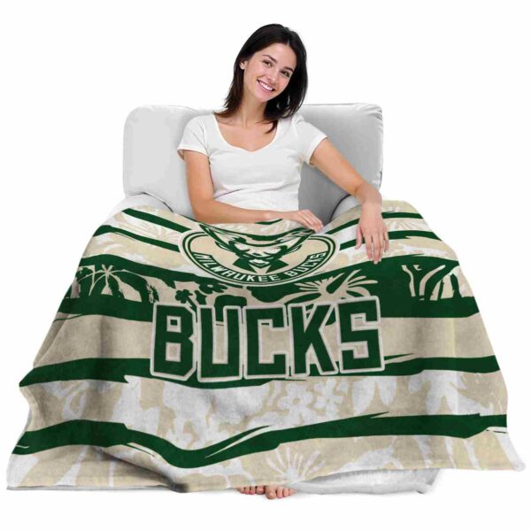 personalized milwaukee bucks floral stripes green white blanket latest model