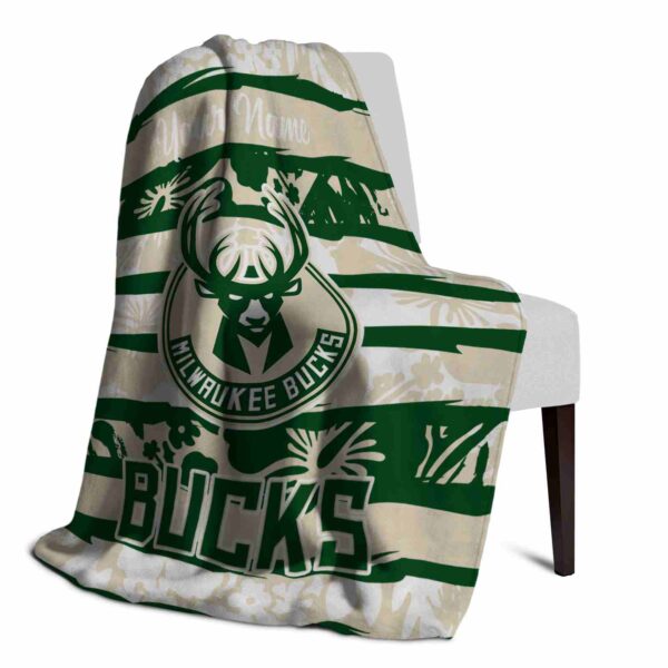 personalized milwaukee bucks floral stripes green white blanket top rated