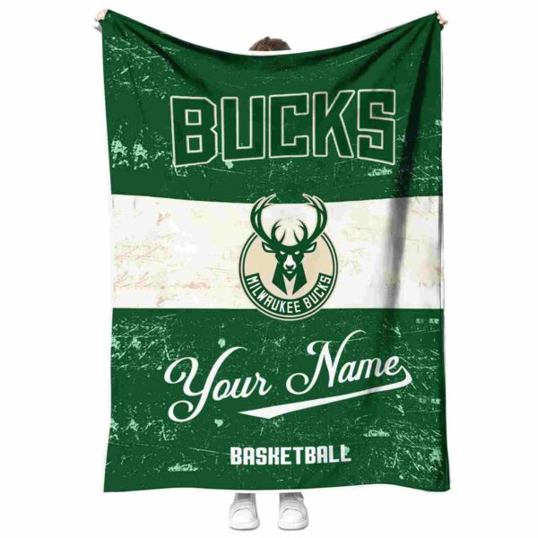 personalized milwaukee bucks grunge texture green white blanket best selling