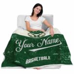 personalized milwaukee bucks grunge texture green white blanket latest model