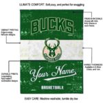 personalized milwaukee bucks grunge texture green white blanket new arrival