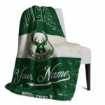 personalized milwaukee bucks grunge texture green white blanket top rated