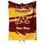 personalized minnesota golden gophers grunge streaks maroon blanket best selling