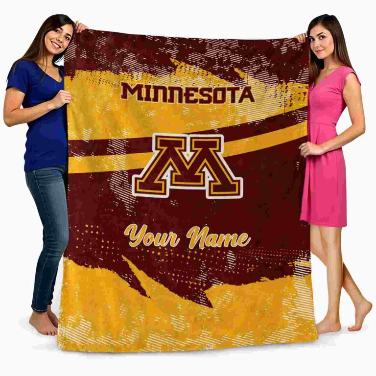 personalized minnesota golden gophers grunge streaks maroon blanket fashion forward