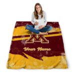personalized minnesota golden gophers grunge streaks maroon blanket best selling